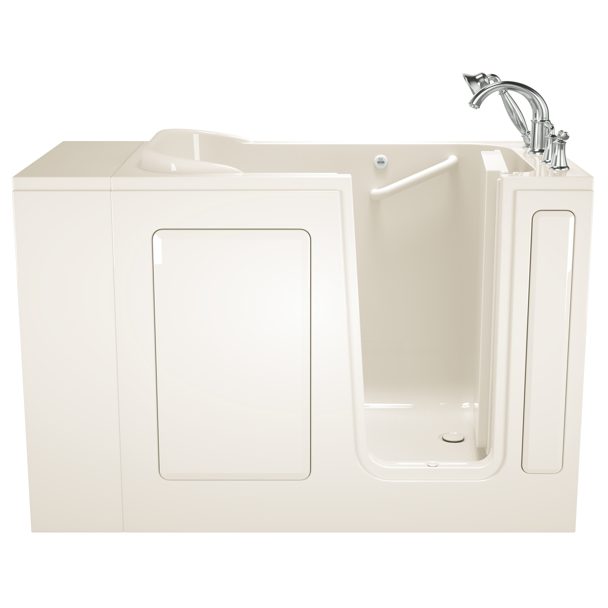 Gelcoat Value Series 28 x 48 Inch Walk in Tub With Soaker System   Right Hand Drain With Faucet WIB LINEN